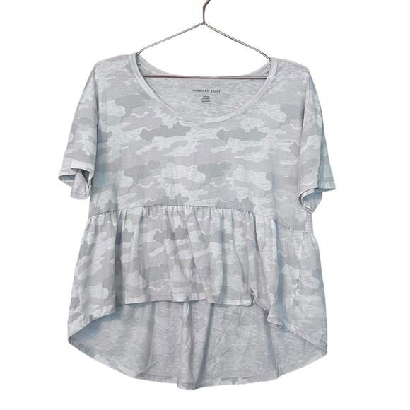 American Eagle Camo Babydoll Peplum Top - Size Small - Picture 1 of 6